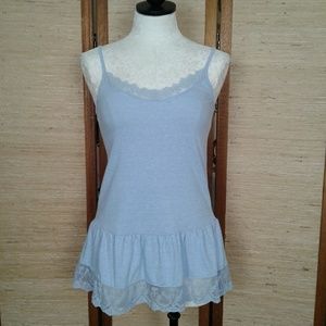 Mason Mackenzie long Tank top Lace trim boho S